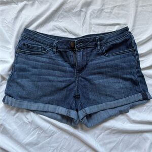 LC Lauren Conrad Dark Blue Roll-Cuff Denim Shorts